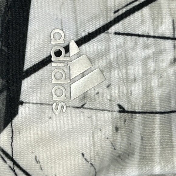 ADIDAS Climalite Capri Leggings Womens Medium Black White Geo Stretch Key Pocket - Picture 4 of 11